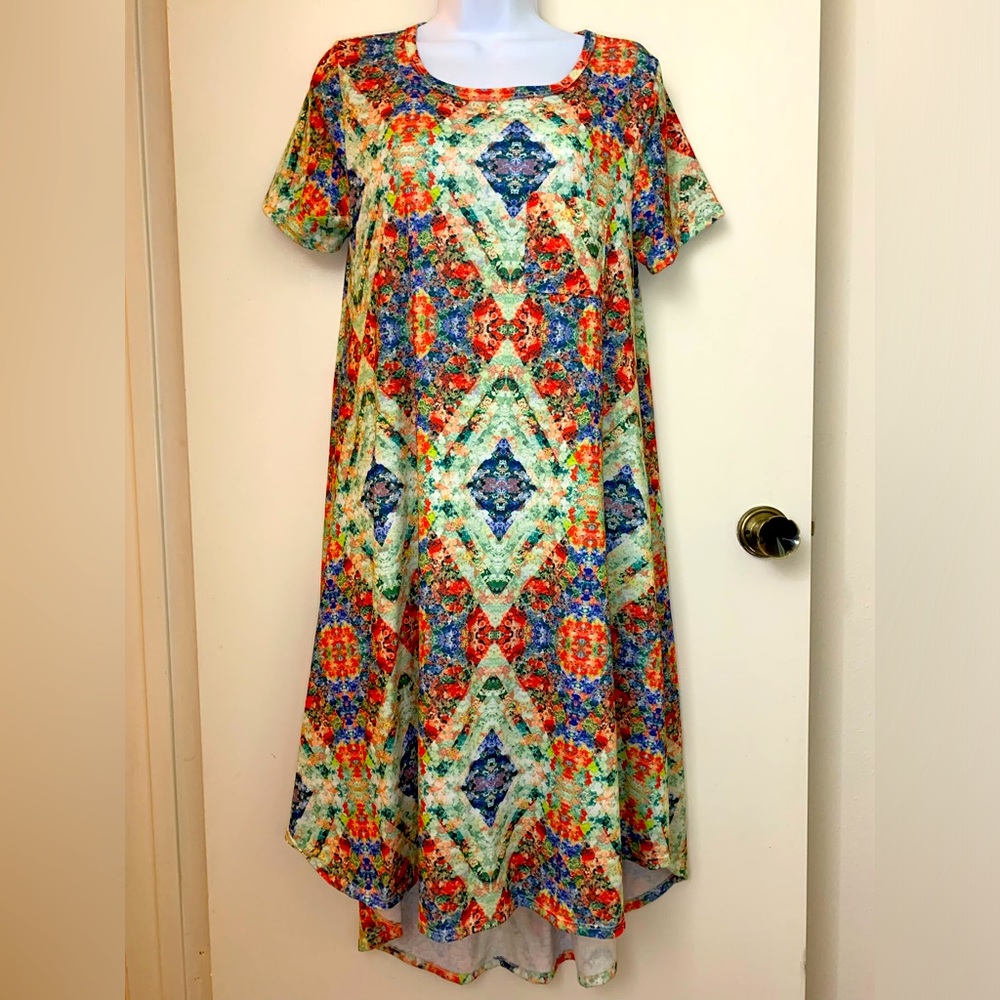 Lularoe Carly Geographic Floral Pattern Dress